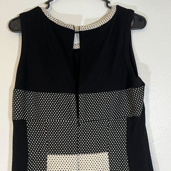 Anthropologie Yoana Baraschi Colorblock Polka Dot Sleeveless Dress Black Tan 10 - Picture 7 of 9